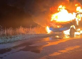 В Запорожском районе произошло возгорание автомобиля на автодороге