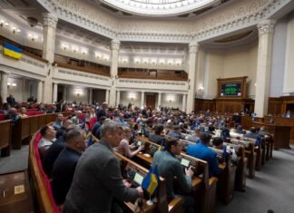 В Раде снова заблокировали трибуну перед голосованием за отставку Гринчук и Галущенко