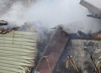 В Запорожье загорелась крыша жилого дома: спасатели спасли с пожара кота