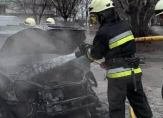 В Запорожье загорелась легковушка: спасатели оперативно потушили пожар